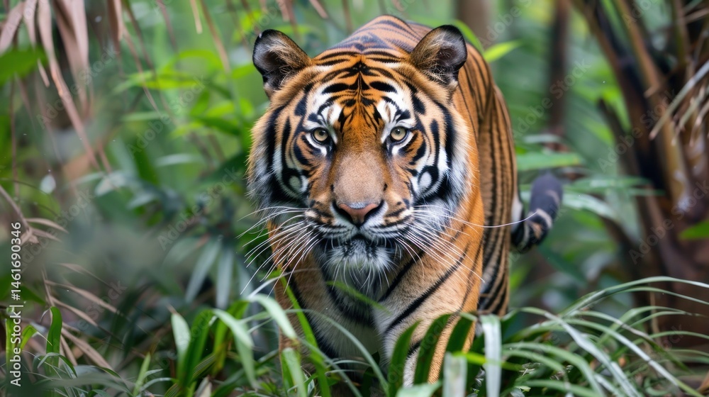 Fototapeta premium Bengal tiger prowling through the jungle.
