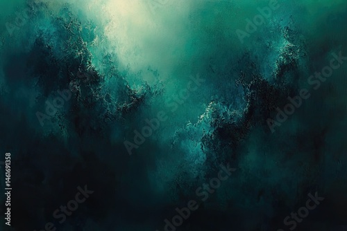 Wallpaper Mural Deep teal cloudscapes, textured and dramatic.  Dark teal hues, bright highlights.  Abstract forms, evoking a sense of vastness Torontodigital.ca