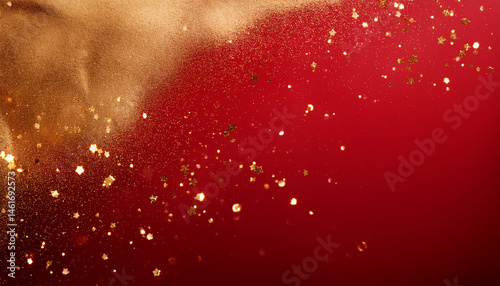 a red background with gold accents the red background is covered in gold dust giving it a luxurious and opulent appearance