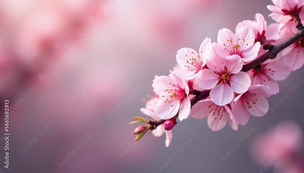 Obraz premium Delicate pink sakura blossoms, intricate branch pattern, beauty, pink flowers