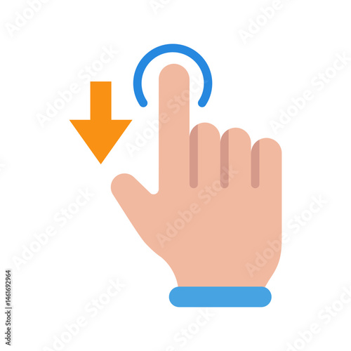 Tap and Move Down icon vector image. Suitable for mobile apps, web apps and print media.