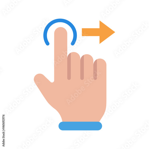 Tap and Move Right icon vector image. Suitable for mobile apps, web apps and print media.