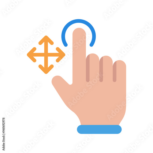 Tap and Move icon vector image. Suitable for mobile apps, web apps and print media.