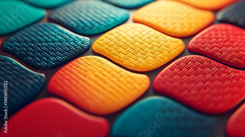 Close-up View of Colorful Textured Rubber Grip with High-Friction Pattern
