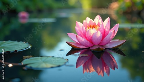 Intricate floral design reflected on serene lake surface, graphics, calm water, tranquil