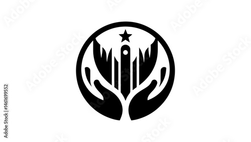 Qatar caring icon vector in black color 