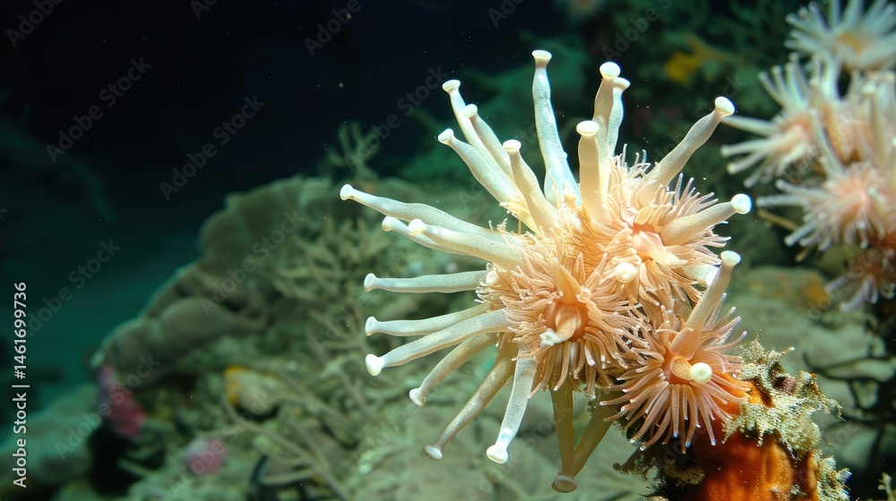 Obraz premium Coral polyp extending its tentacles.