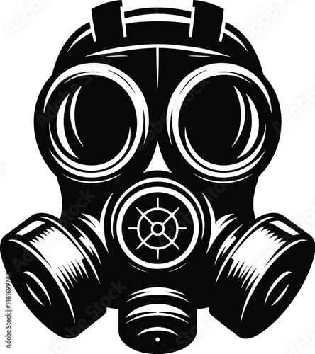  Gas Mask Silhouette Vector Icon Illustration