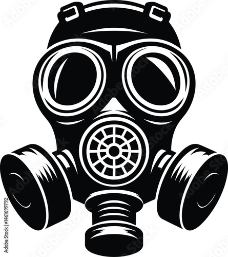  Gas Mask Silhouette Vector Icon Illustration