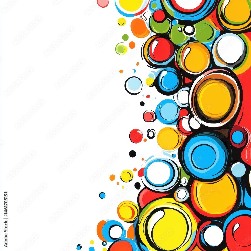 Obraz premium Playful Abstract Circle Design on White Background Pop Art Style Vibrant Colors Graphic Illustration