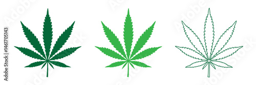 Marijuana leaf silhouette, Marijuana cannabis hemp leaf vector icon isolated on a white background
