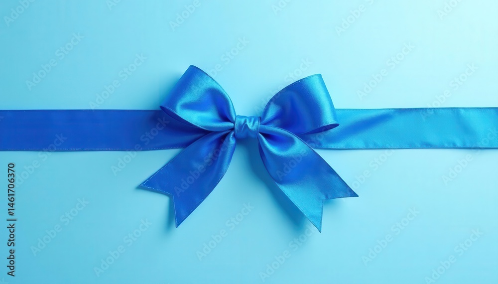 Shiny blue satin ribbon bow, horizontal, shadow Ideal for Father's Day, weddings , certificate, card Shiny blue satin ribbon bow, horizontal, shadow Ideal for Father's Day, weddings , certificate, card
