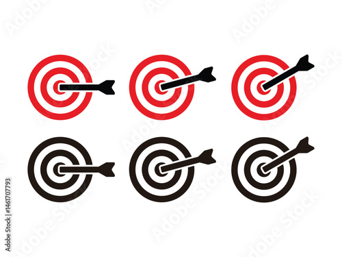 set of archery target with arrow symbol icon design vector isolated transparent background