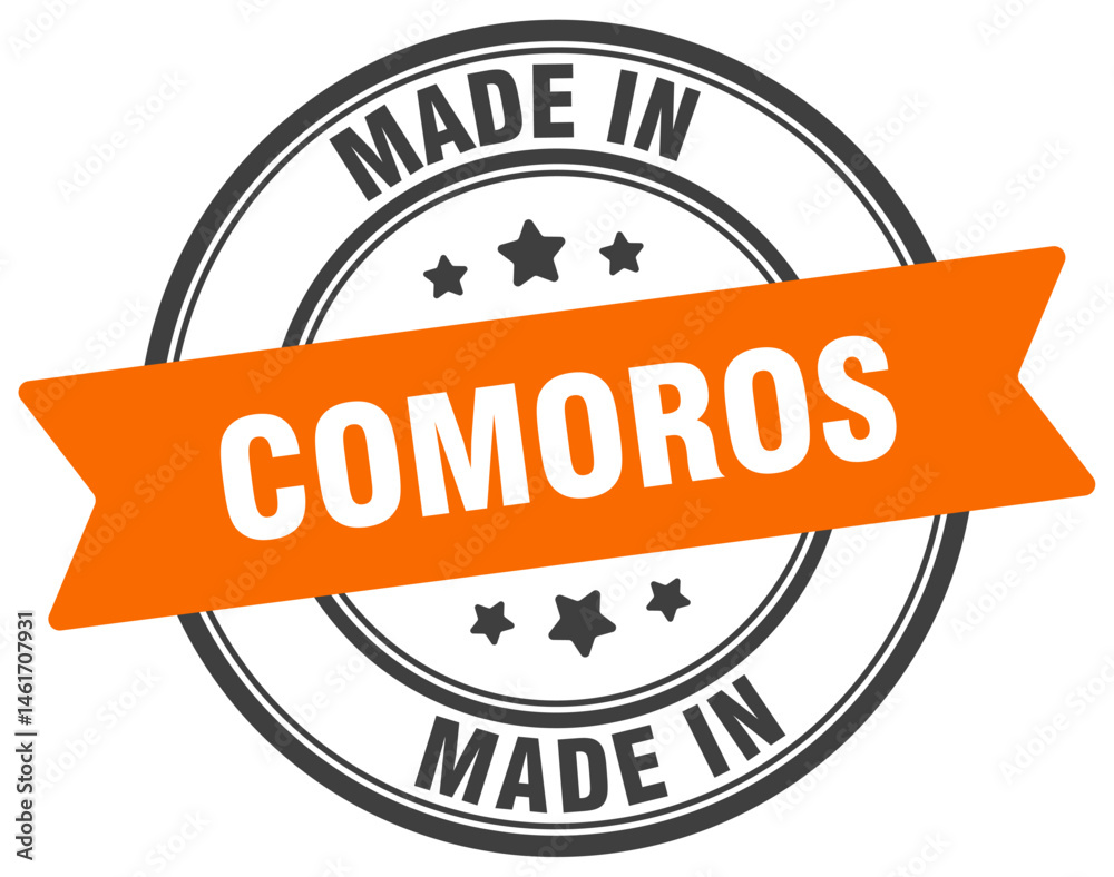 Fototapeta premium Made in Comoros round sign. Made in Comoros stamp.