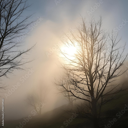 tree in the fog