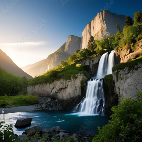 waterfall in the mountains