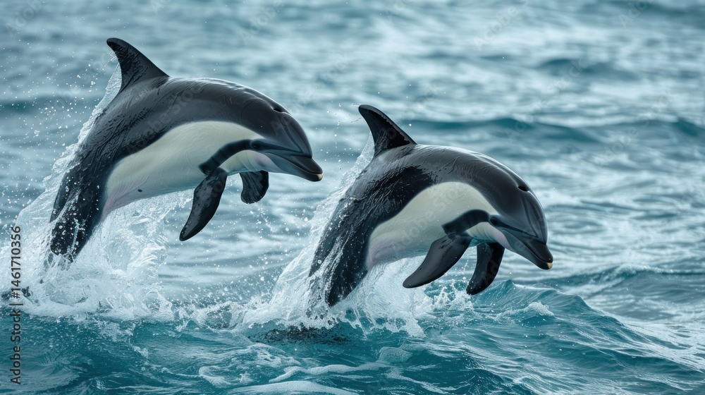 Fototapeta premium Dusky dolphin performing acrobatics.