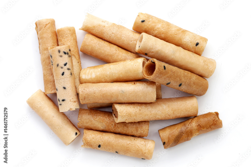 Thai snack, crispy coconut rolls Thai snack, crispy coconut rolls
