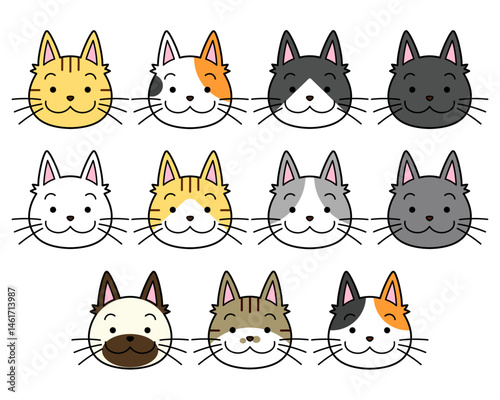 猫の顔(ふっくら)セット