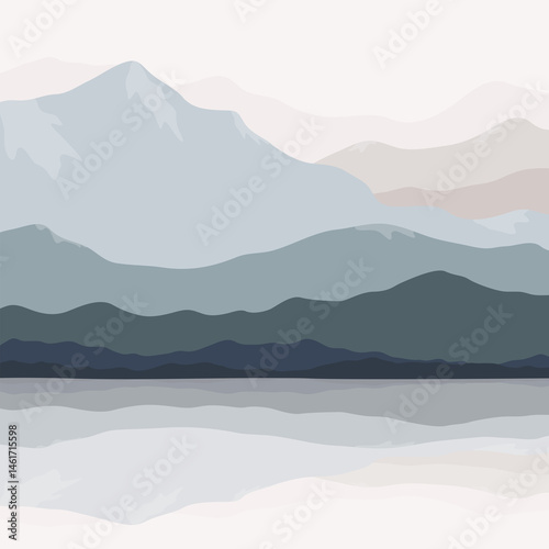landscape background.wall art vector. Foliage line art drawing with abstract shape