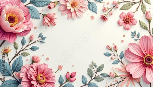 Delicate paisley floral pattern, soft pastel shades, summer, wallpaper, vintage