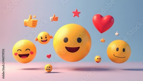 playful emoji characters on a soft pink background. smiling emoji with a wink, happy face, and an enthusiastically grinning emoji with hands raised are all depicted