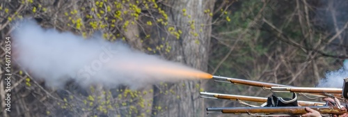 Canvas-taulu Revolutionary War Musket Fire and Smoke