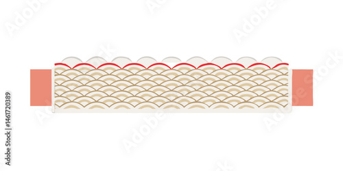 Pink and cream fabric texture with scalloped edge