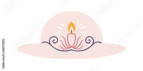 Pink decorative candle in soft lotus-shaped holder