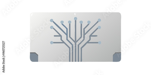 Rectangular microchip with radial blue circuitry