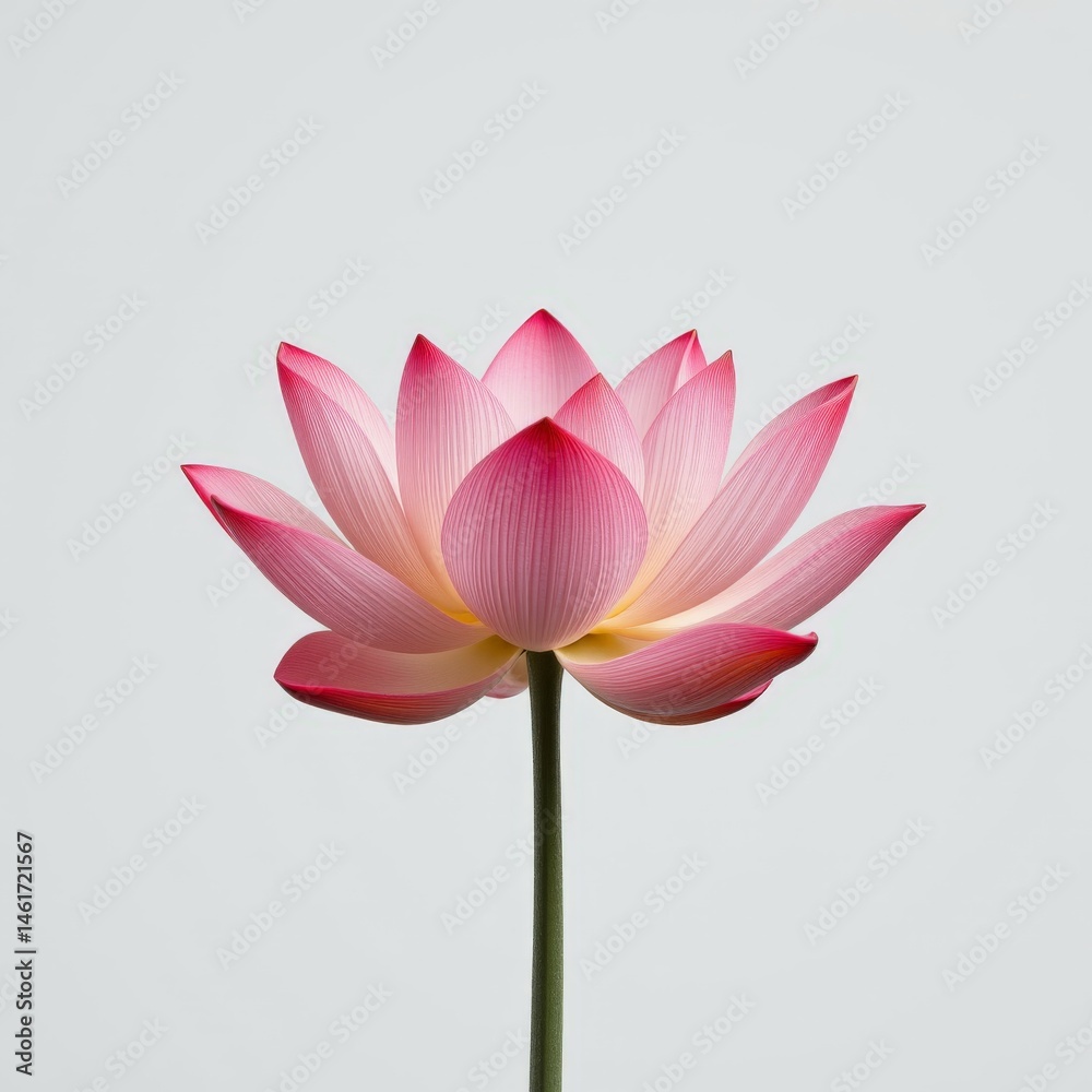 Fototapeta premium Realistic Lotus Flower Emerging in Soft Light Against a Neutral Background
