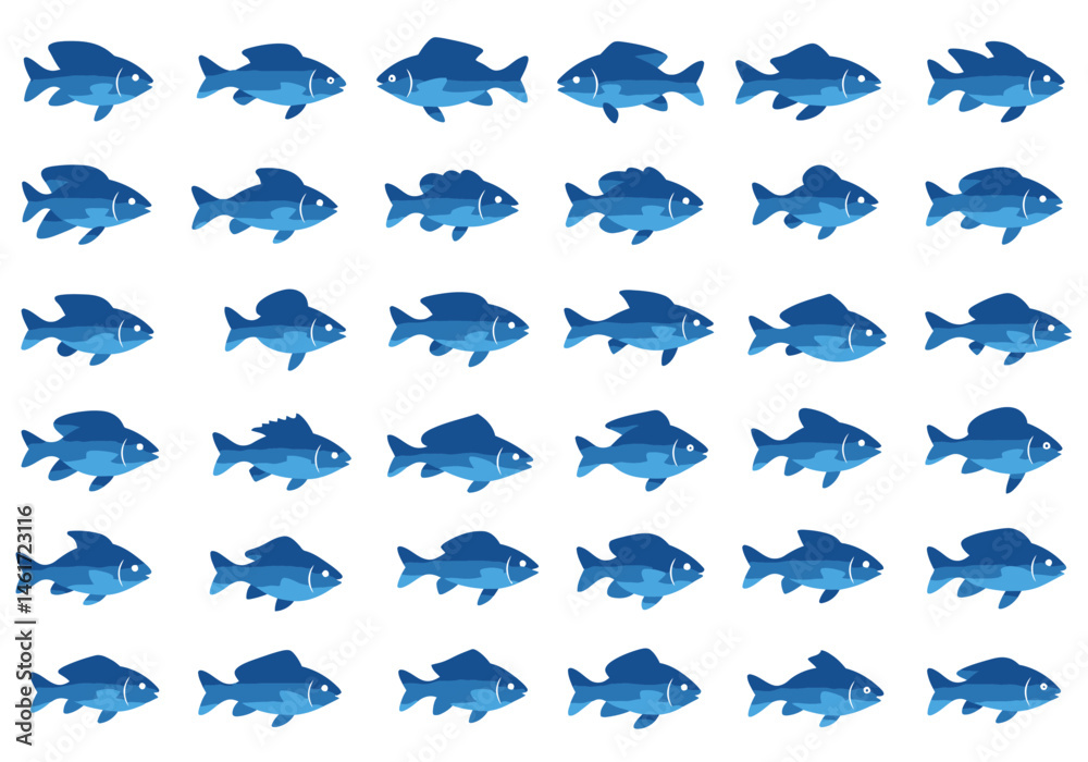 An Abundance of Blue Fish Swimming in a School A Depiction of Aquatic Life in a Minimalist Style Representing the Serenity and Beauty of Marine Ecosystems Under the Sea a Visual Exploration 