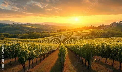 Wallpaper Mural Stunning sunset over lush vineyard landscape in Tuscany, Italy Torontodigital.ca