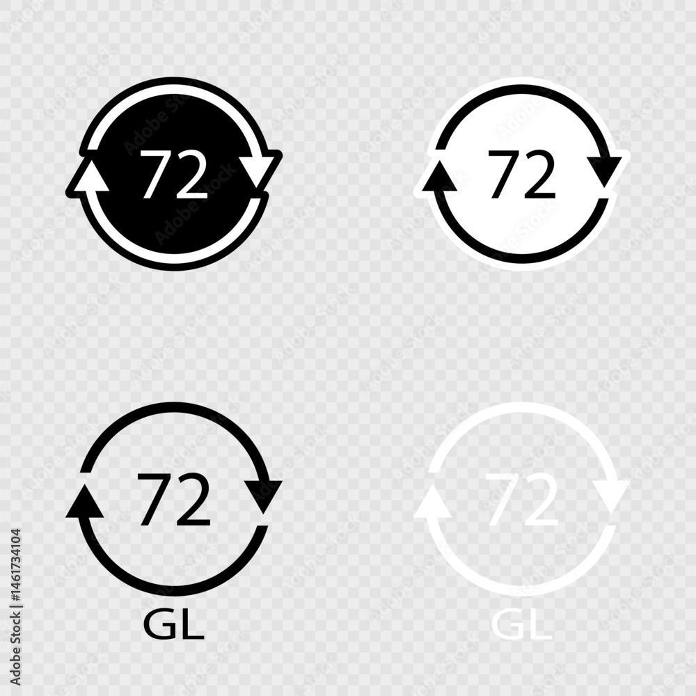 Brown Glass recycling code 72 GL set. Brown Glass recycling code 72 GL set.