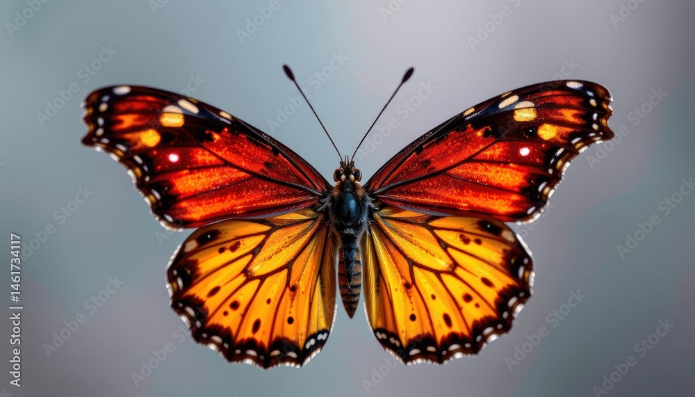 Fototapeta premium Stunning Butterfly with Vibrant Orange Wings Perched Gracefully in Natural Environment