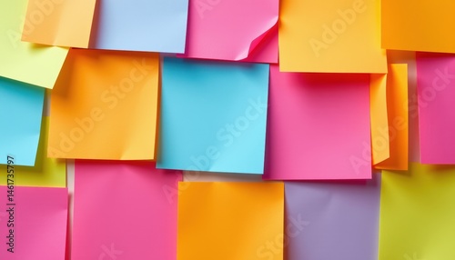 Obraz na płótnie Colorful Arrangement of Sticky Notes in Various Shades on a Bright Office Workspace Background w salonie