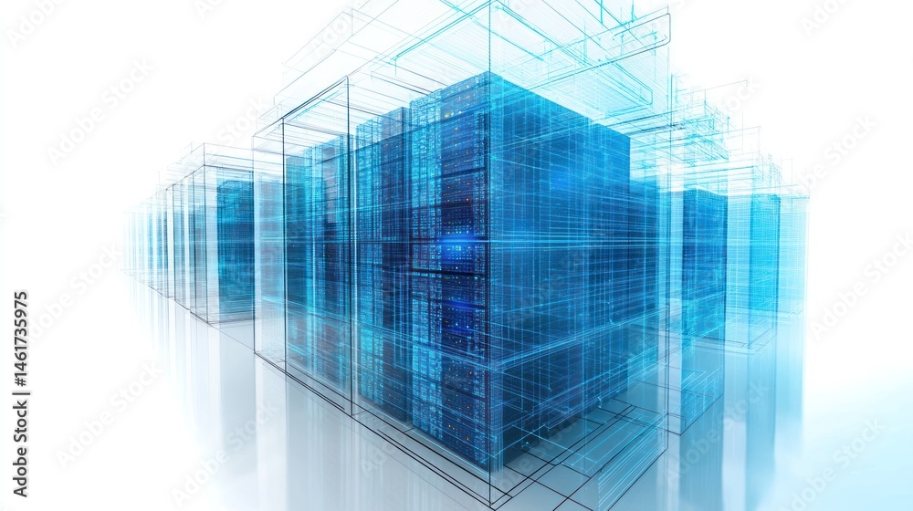 Obraz premium Servers in transparent data center.