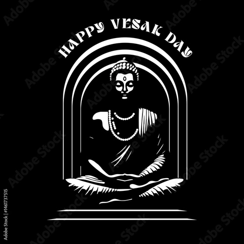 Buddha vector celebrating Vesak with sacred symbols.eps