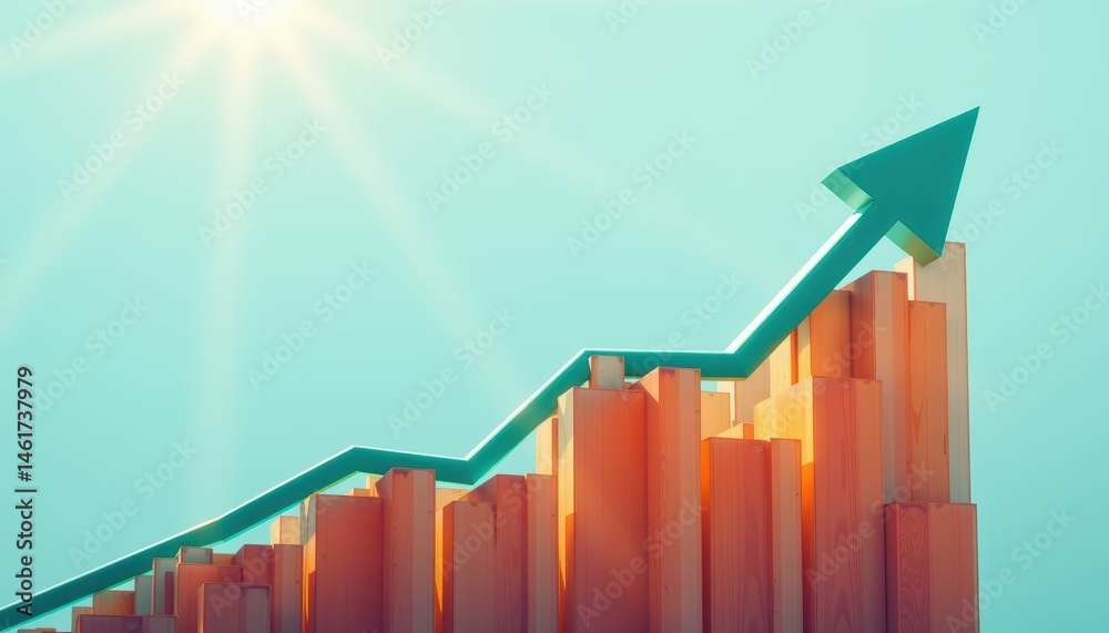 Growth Chart with Rising Arrow Representing Financial Success and Market Trends in Business