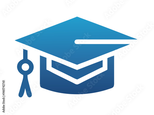 Academic achievement concept icon with graduation cap and pen. A simple, modern icon representing education and learning. 