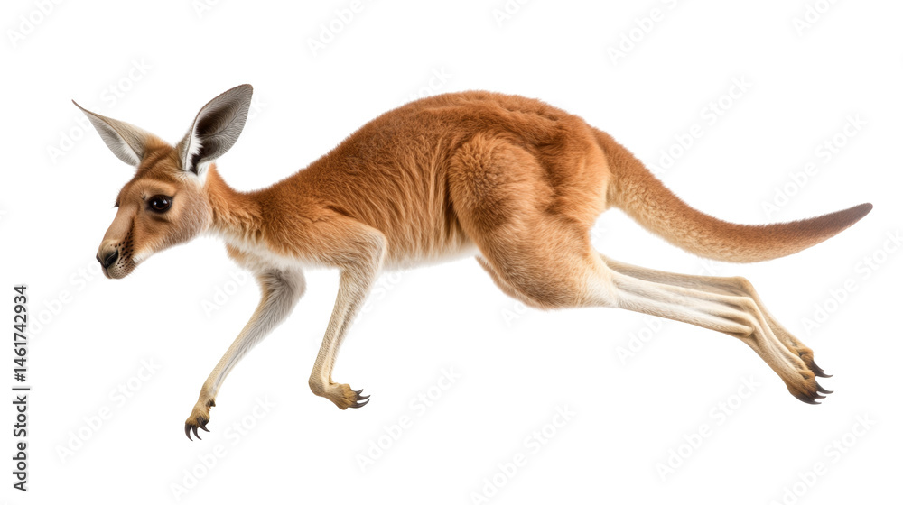 Fototapeta premium Lively kangaroo in mid-stride capturing the essence of movement and dynamic energy