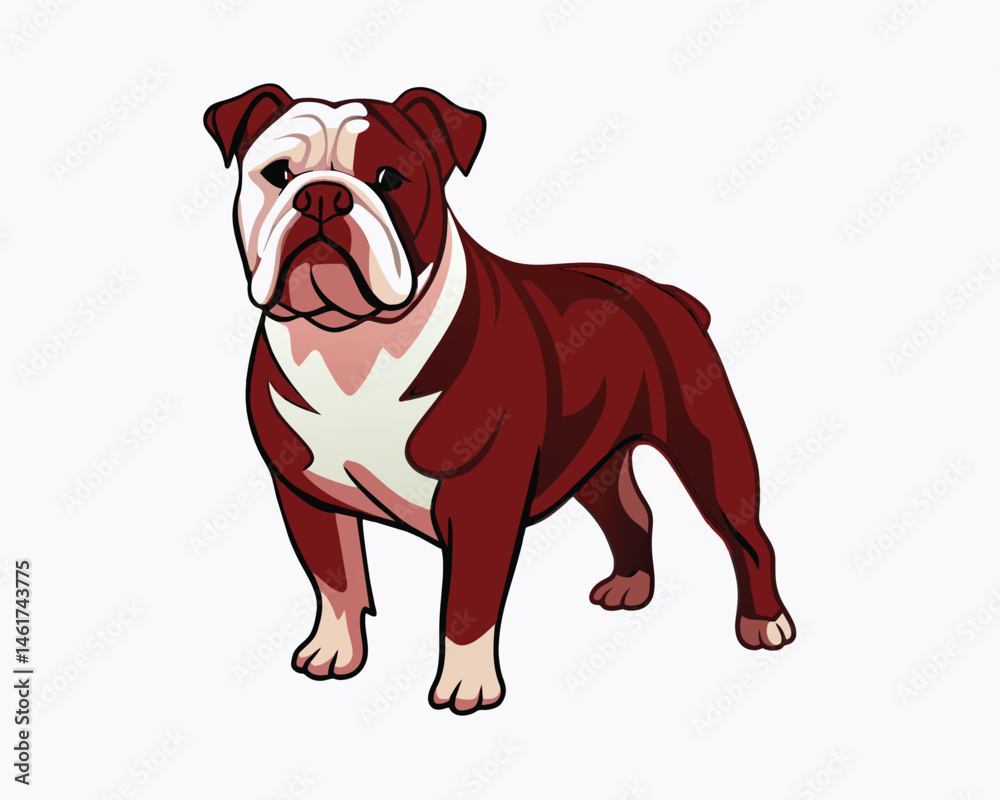 Fototapeta premium vector-bulldog-hand-drawn-engraving-consistent-outline