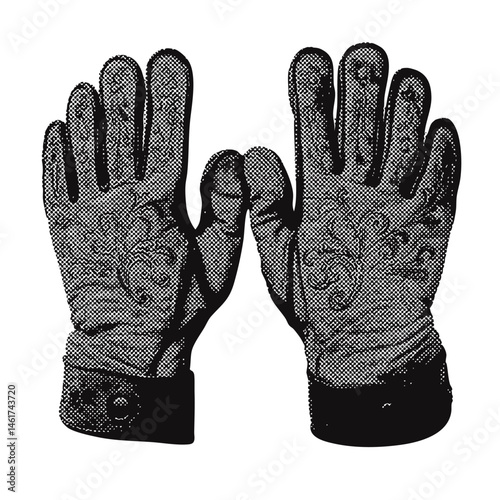 wild west cowboy gloves. western vintage halftone grunge vector design element