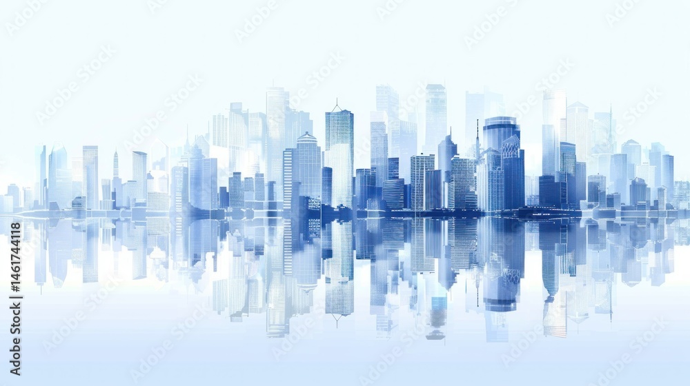 Obraz premium Urban skyline with modern city skyscrapers stock photo --ar 16:9 --raw --v 6 Job ID: 2f7d5679-a46c-47ce-831f-8e58e867108e