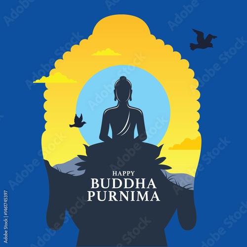 Happy Vesak graphic with abstract spiritual theme.eps