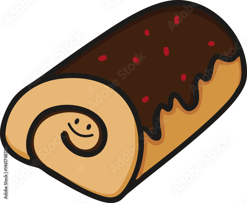 롤 케이크 빵 표정 캐릭터 라인드로잉(bread character line drawing icon)