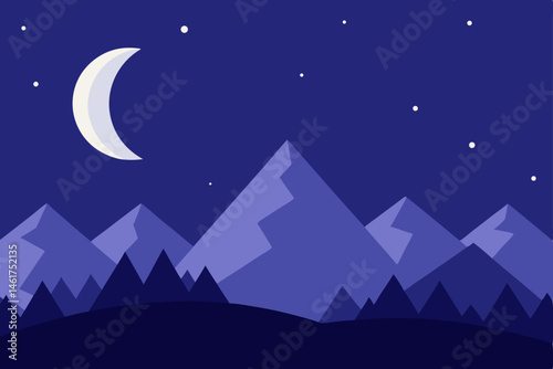 night landscape with moon