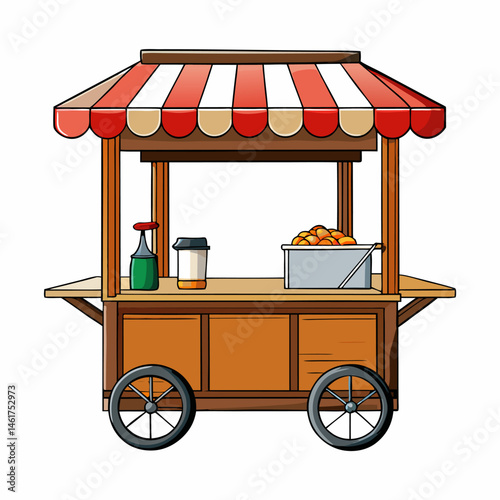 Warung street food cart cafe restaurant small family owned busines, store shop. Vector isolated cartoon style, Eps file
