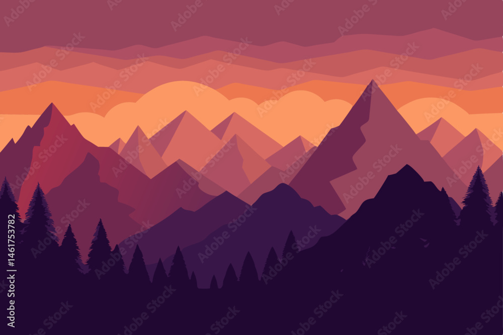 Naklejka premium sunrise in mountains