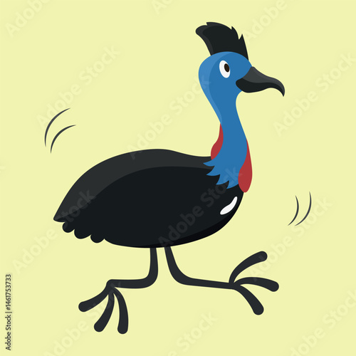 Cute Cassowary Bird Cartoon Vector Illustration